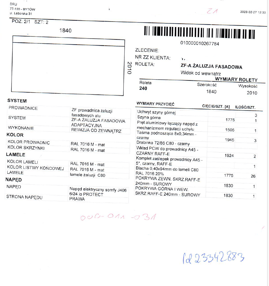 240 — 1840×2010 mm — Drutex outlet — ID 1334