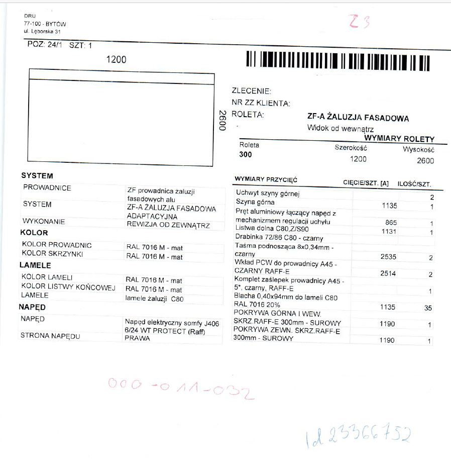 300 — 1200×2600 mm — Drutex outlet — ID 1340
