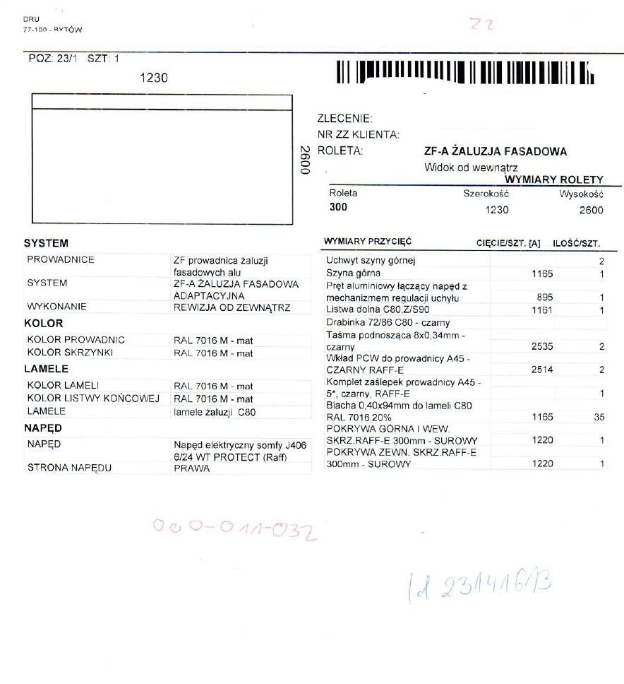 300 — 1230×2600 mm — Drutex outlet — ID 1342